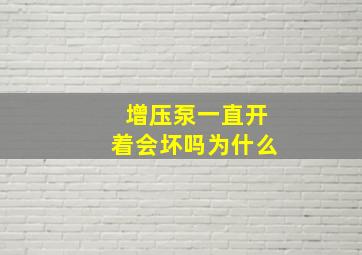 增压泵一直开着会坏吗为什么