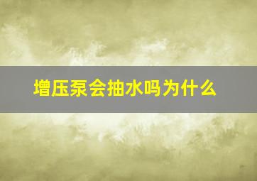 增压泵会抽水吗为什么