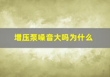 增压泵噪音大吗为什么