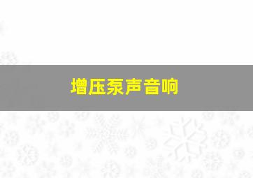 增压泵声音响