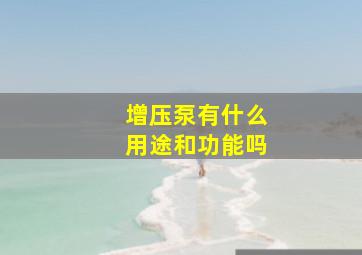 增压泵有什么用途和功能吗