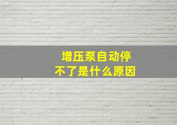 增压泵自动停不了是什么原因