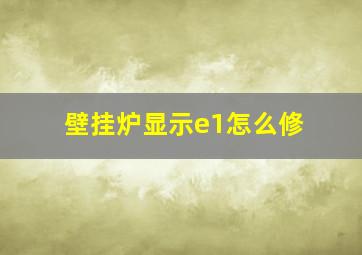 壁挂炉显示e1怎么修