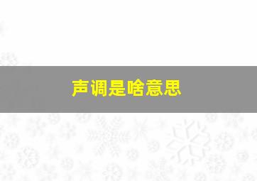 声调是啥意思