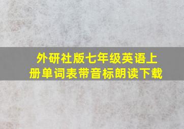 外研社版七年级英语上册单词表带音标朗读下载