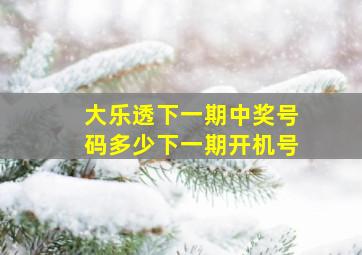 大乐透下一期中奖号码多少下一期开机号