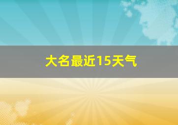 大名最近15天气