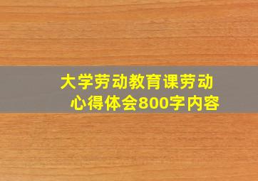 大学劳动教育课劳动心得体会800字内容