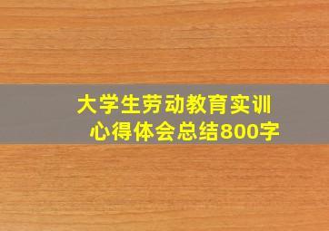 大学生劳动教育实训心得体会总结800字