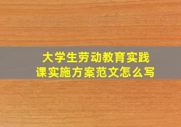 大学生劳动教育实践课实施方案范文怎么写