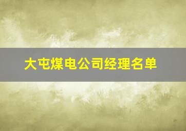 大屯煤电公司经理名单