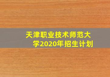 天津职业技术师范大学2020年招生计划