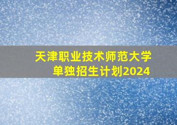 天津职业技术师范大学单独招生计划2024