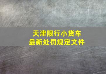 天津限行小货车最新处罚规定文件