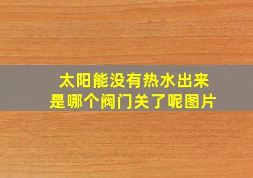 太阳能没有热水出来是哪个阀门关了呢图片