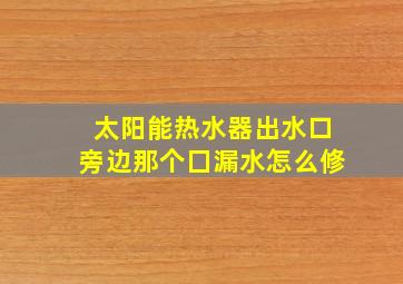 太阳能热水器出水口旁边那个囗漏水怎么修