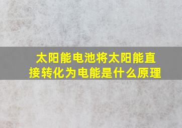 太阳能电池将太阳能直接转化为电能是什么原理