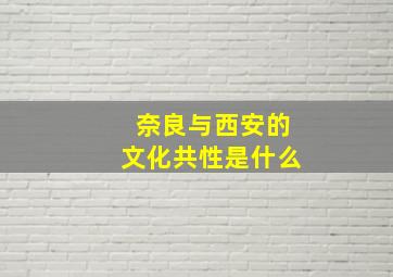 奈良与西安的文化共性是什么