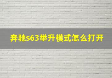 奔驰s63举升模式怎么打开