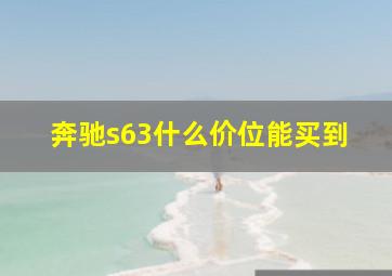 奔驰s63什么价位能买到