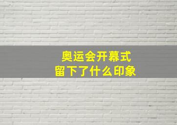 奥运会开幕式留下了什么印象