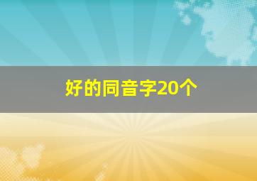 好的同音字20个