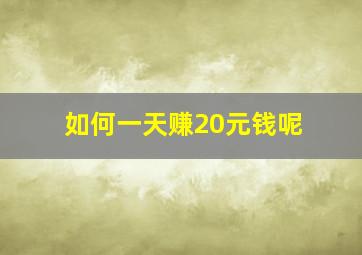 如何一天赚20元钱呢