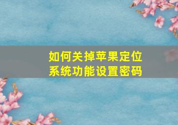 如何关掉苹果定位系统功能设置密码