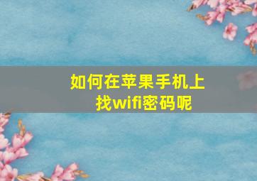 如何在苹果手机上找wifi密码呢