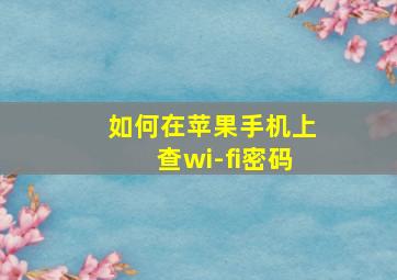 如何在苹果手机上查wi-fi密码