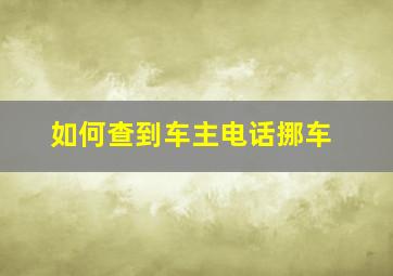 如何查到车主电话挪车