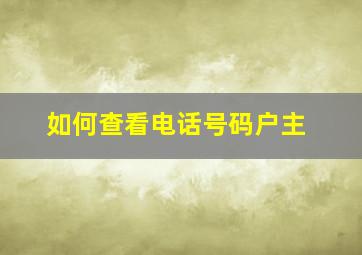 如何查看电话号码户主