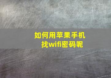 如何用苹果手机找wifi密码呢