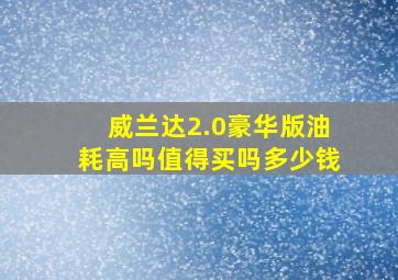 威兰达2.0豪华版油耗高吗值得买吗多少钱