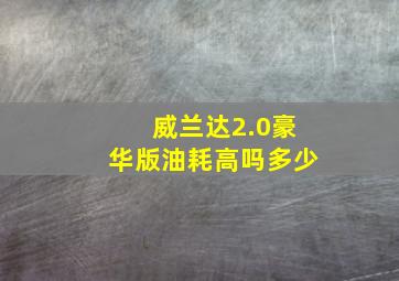 威兰达2.0豪华版油耗高吗多少