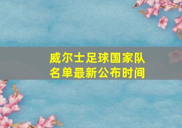 威尔士足球国家队名单最新公布时间