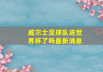 威尔士足球队进世界杯了吗最新消息