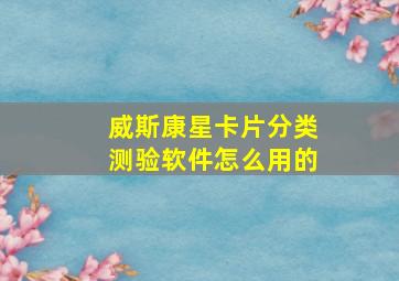 威斯康星卡片分类测验软件怎么用的