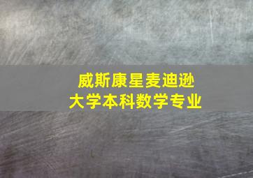 威斯康星麦迪逊大学本科数学专业