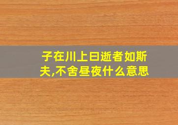 子在川上曰逝者如斯夫,不舍昼夜什么意思