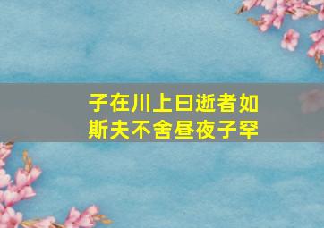 子在川上曰逝者如斯夫不舍昼夜子罕