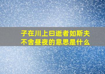 子在川上曰逝者如斯夫不舍昼夜的意思是什么