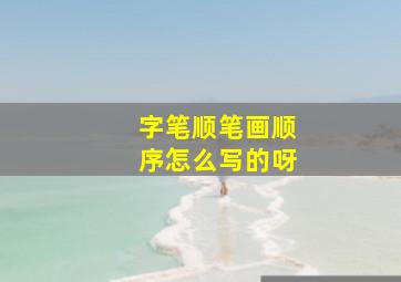 字笔顺笔画顺序怎么写的呀