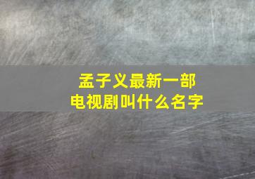 孟子义最新一部电视剧叫什么名字