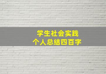 学生社会实践个人总结四百字