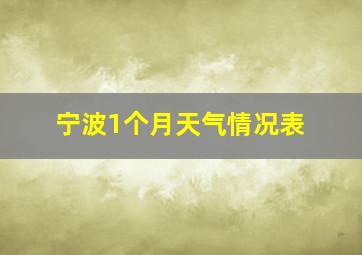 宁波1个月天气情况表