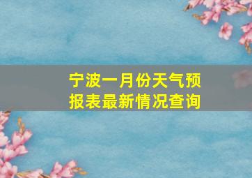 宁波一月份天气预报表最新情况查询