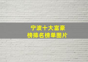 宁波十大富豪榜排名榜单图片