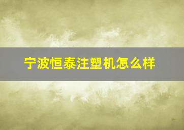 宁波恒泰注塑机怎么样