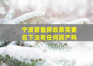 宁波首套房政策需要名下没有任何房产吗